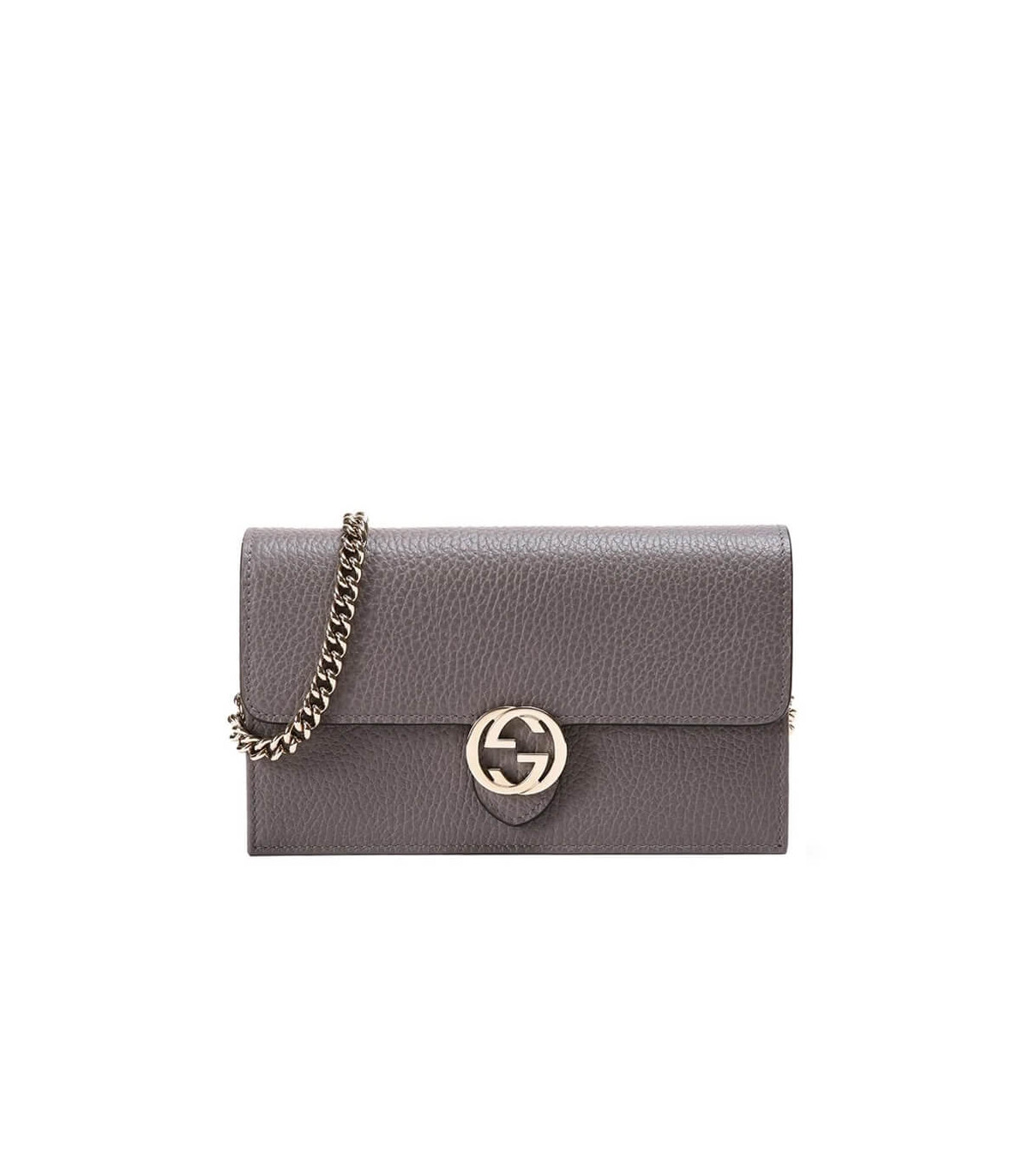 Gucci GG Interlocking Wallet On Chain Grey