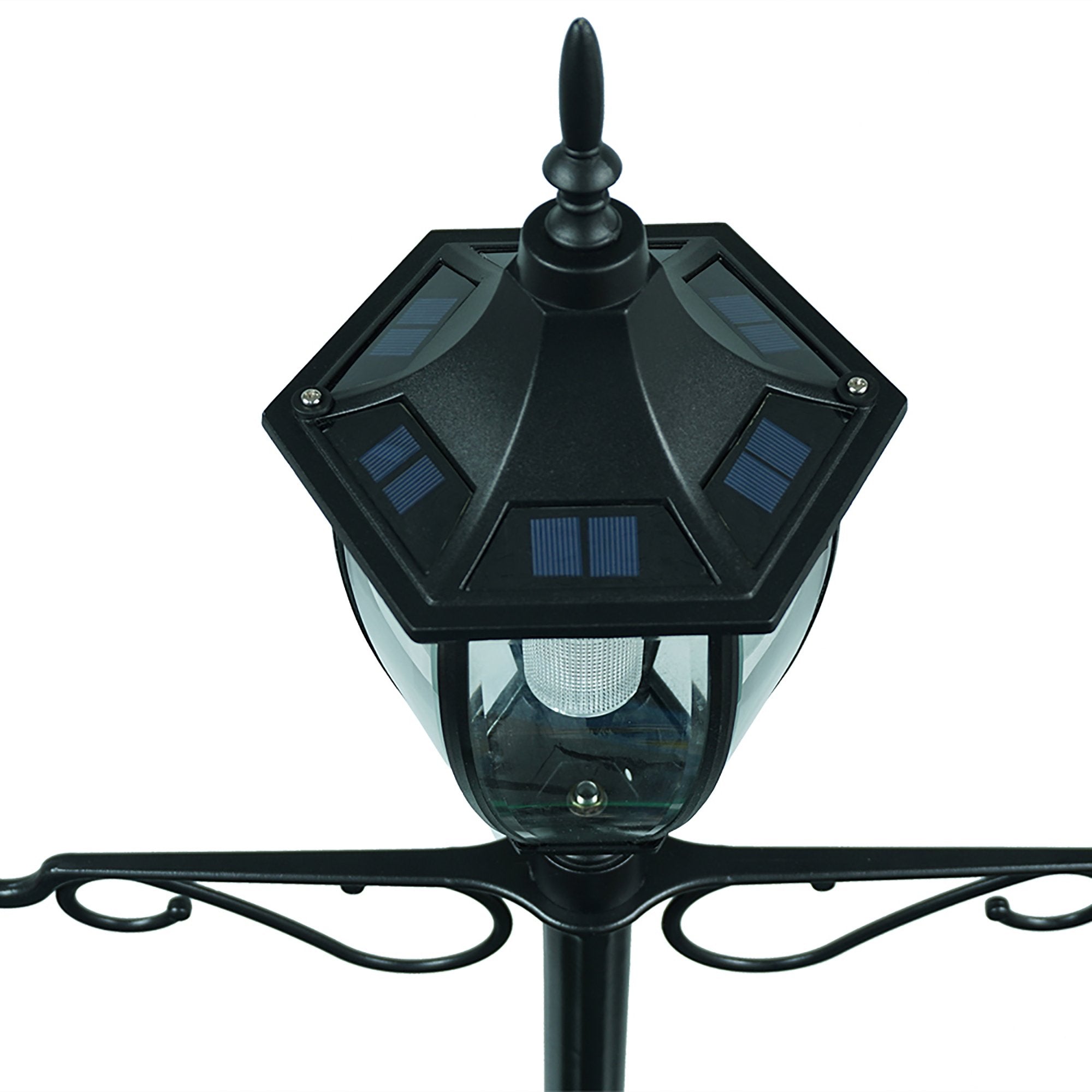 SunRay Cresmont Solar Lamp Post and Planter, with Hanger, Black, Single Head