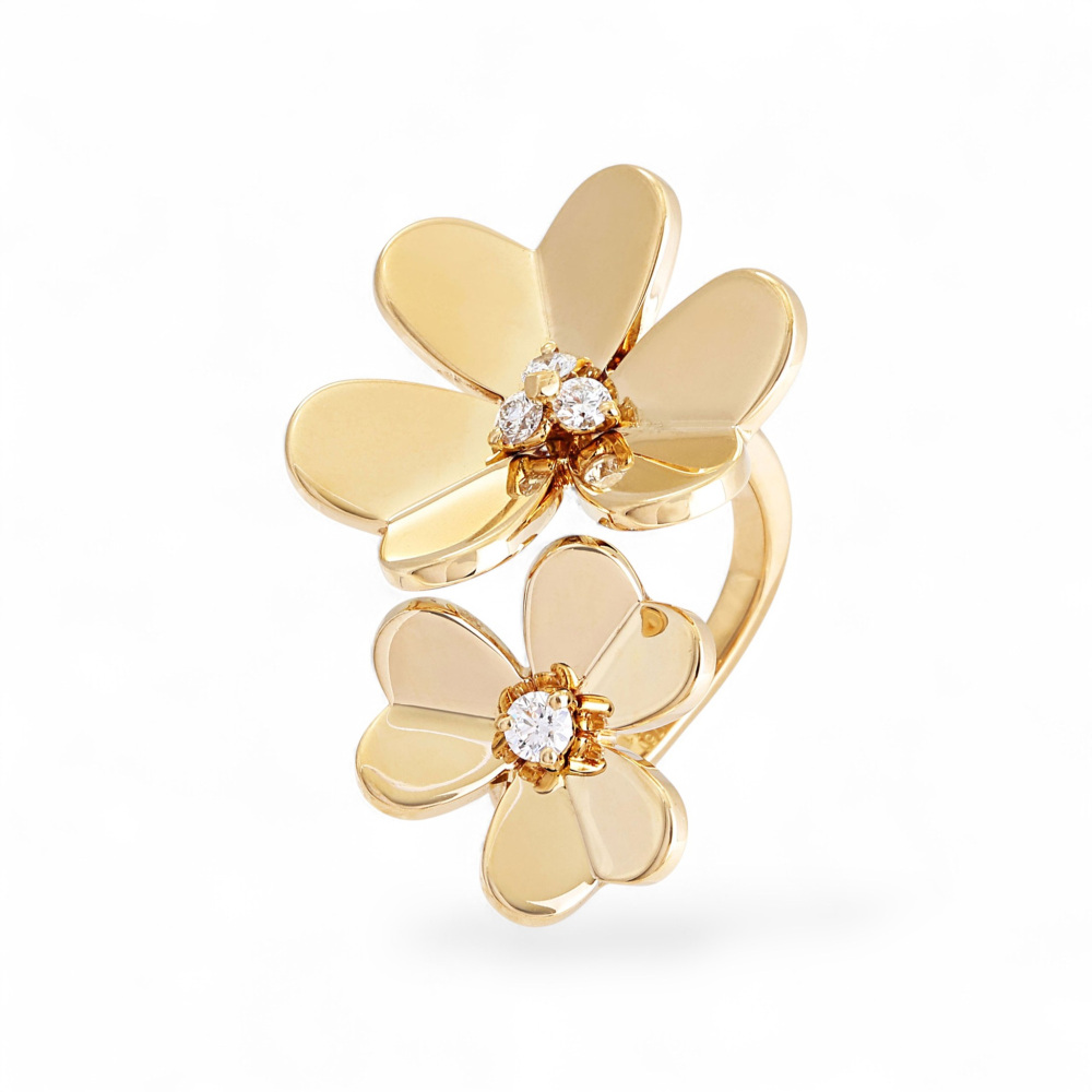 Van Cleef & Arpels Frivole 2 Motifs Ring 18K Yellow Gold Diamond VCARB67600