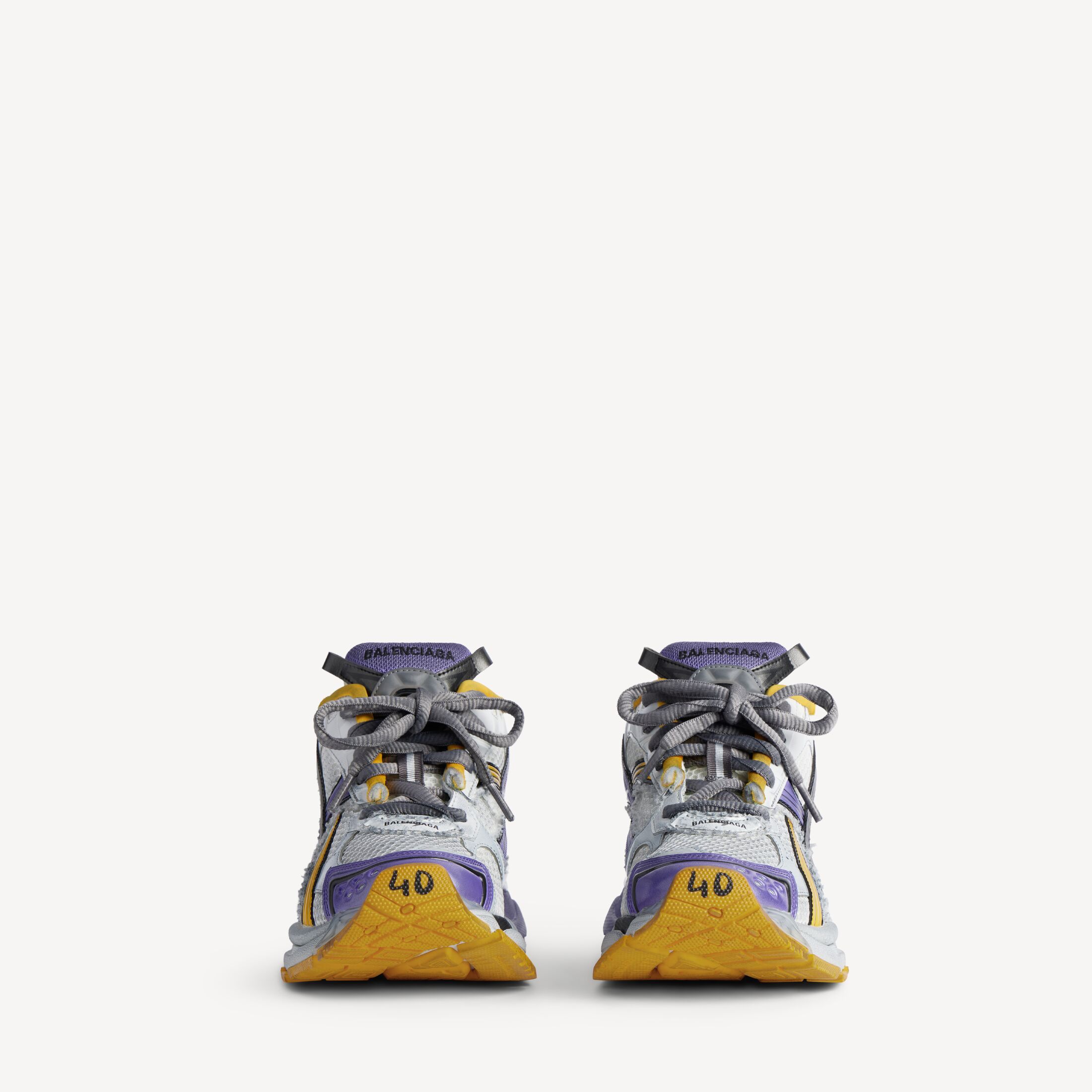 MEN'S RUNNER SNEAKER IN PURPLE/ORANGE/GREY Runner Sneaker in purple, orange and grey mesh, polyurethane and polyester