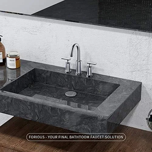 FORIOUS 2-Handle Widespread Bathroom Sink Faucet High Arc Brass 3 Holes Faucets - New
