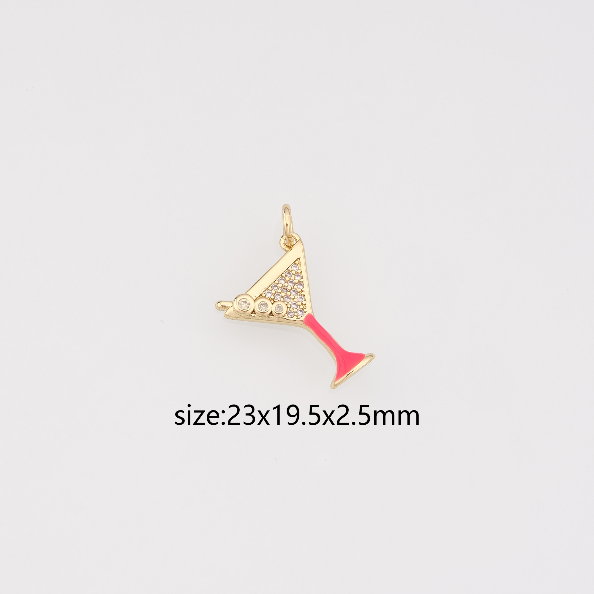 18K Gold Filled Wine Glass Pendant,CZ Micro Pave Wine Glass Charm Earrings Necklace for DIY Jewelry Making Supply