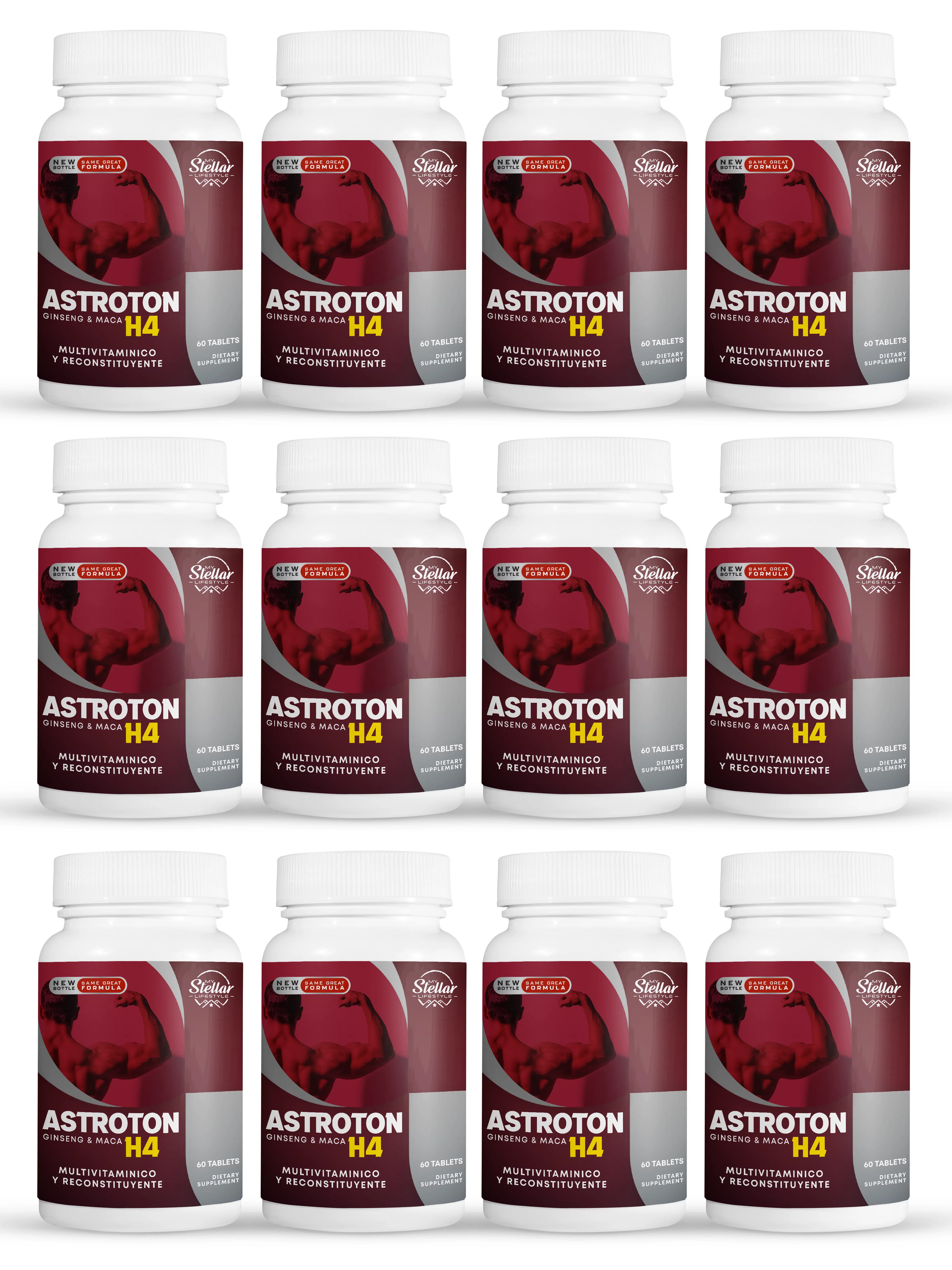 12 Pack Astroton Ginseng & Maca H4, multivitamin and restorative-60 Tablets x12