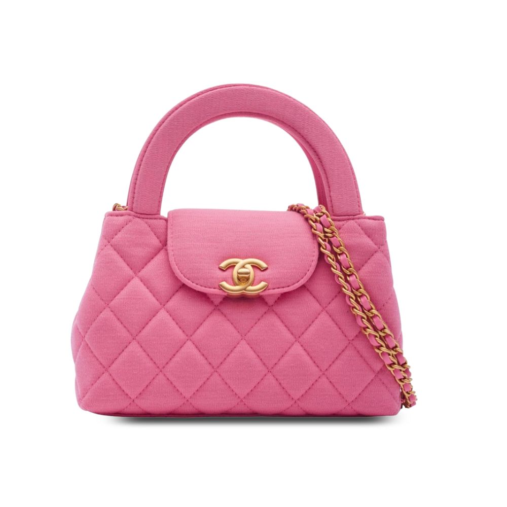 Chanel Jersey Quilted Nano Kelly Shopper Pink Bag 13cm