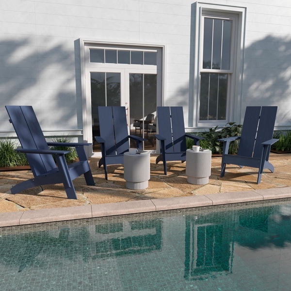 Modern Dual Slat Back Adirondack Style Chairs,Set of 4