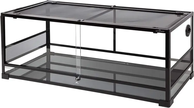 REPTI ZOO 67-Gallon Sliding-Door Reptile Terrarium – 48″ x 18″ x 18″, Ventilated Glass Enclosure for Snakes and Lizards