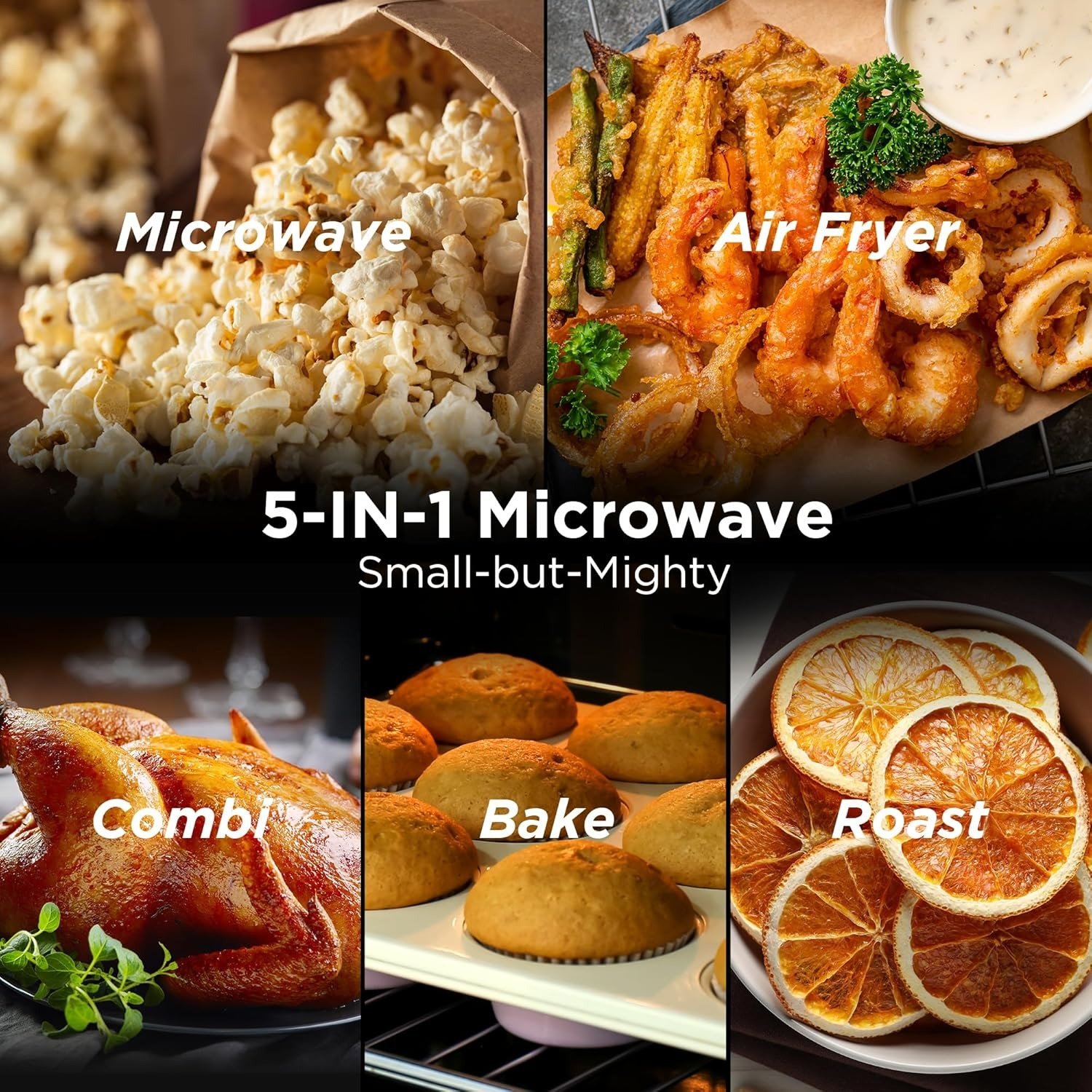 5-in-1 Countertop Microwave Air Fryer 0.9 Cu Ft 900W Stainless Steel