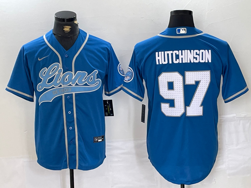 Men's Detroit Lions Aidan Hutchinson #97 Blue Player Jersey