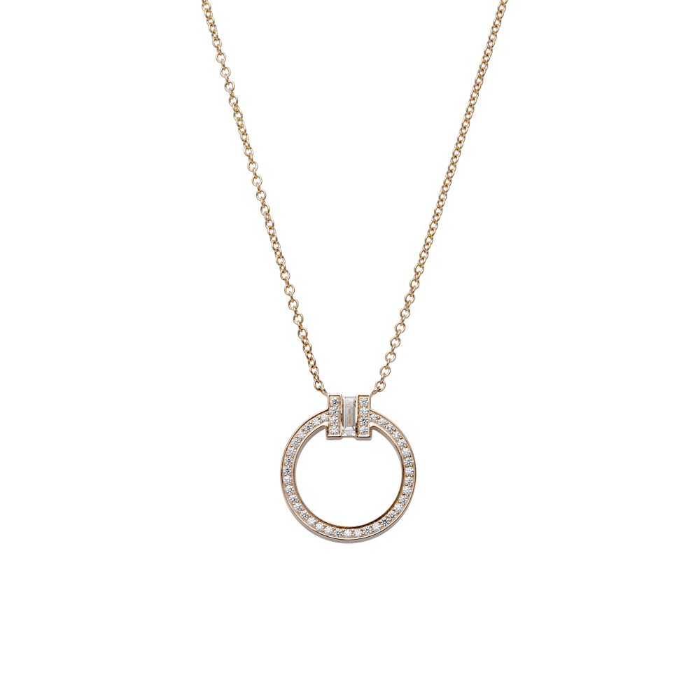 Tiffany & Co. Tiffany T T-circle Necklace 18K Rose Gold Diamond 63843091