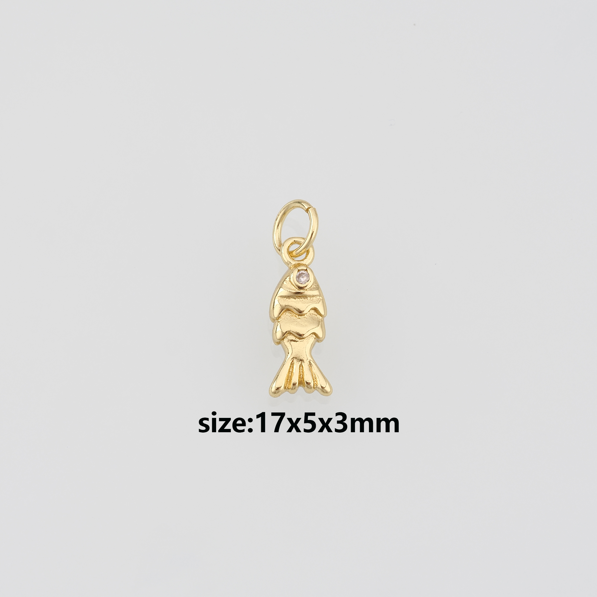 18K Gold Filled Fish Pendant,CZ Ocean Charm Earrings Necklace for DIY Jewelry Making Supply