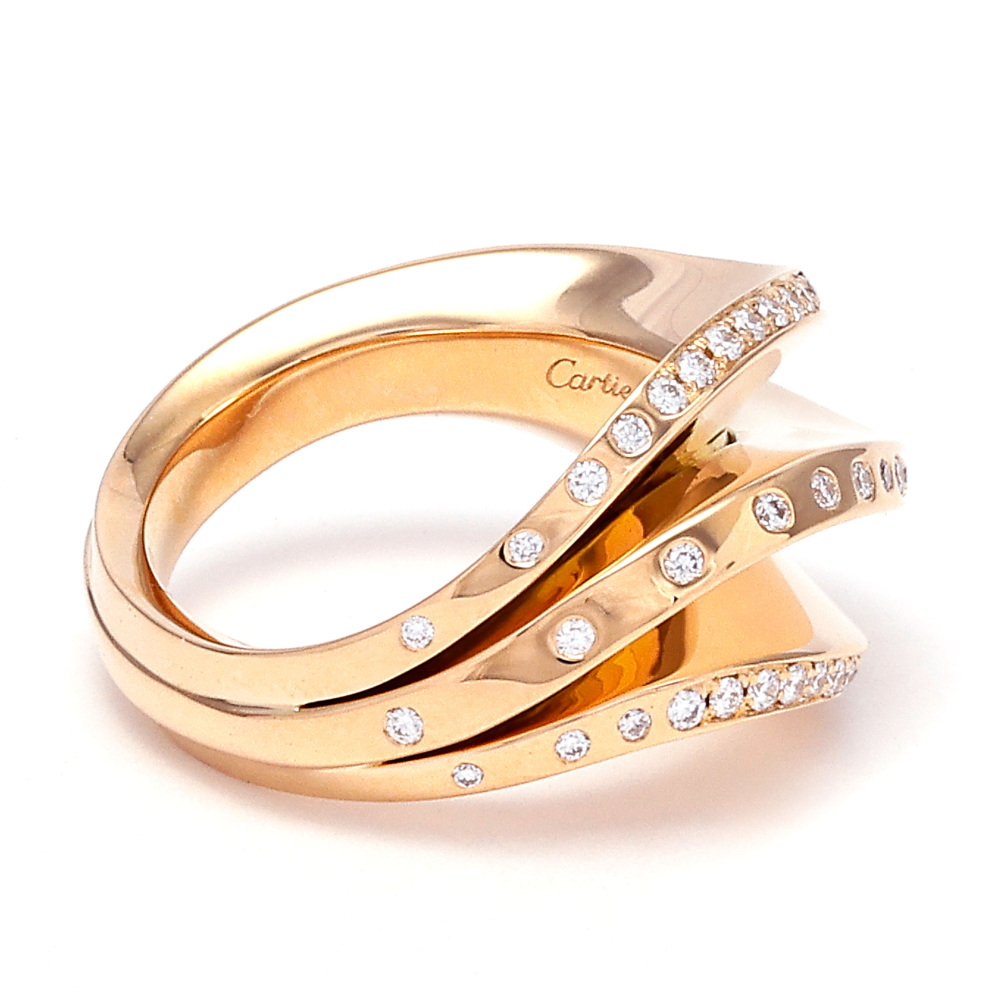 Cartier Nouvelle Berg Ring 18K Rose Gold Diamond