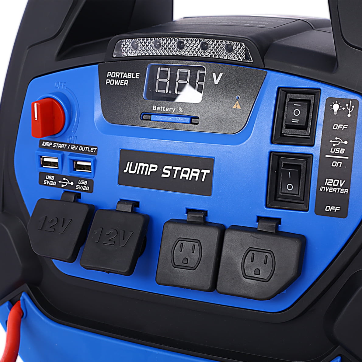 Battery Jump Starter, 1800 Amps Portable Power Station with Air Compressor/AC & USB Port/12V DC Power Ports for Gas Diesel Vehicles