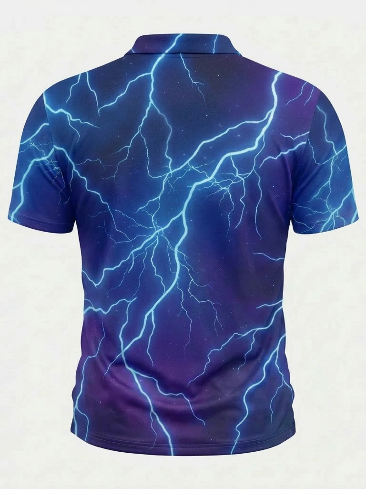 Moisture Wicking Golf Polo 3D Purple Blue Galaxy Lightning Pattern Button Short Sleeve Golf Polo Shirt