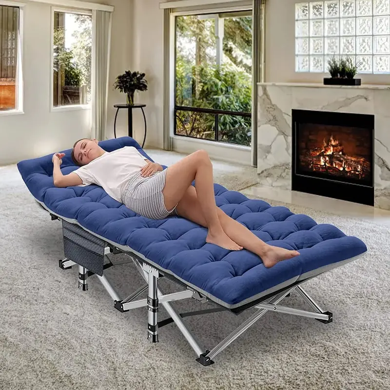 SLY Folding Camping Cot – 2-Pack with Dual-Firmness 3.3″ Mattress & Carry Bag