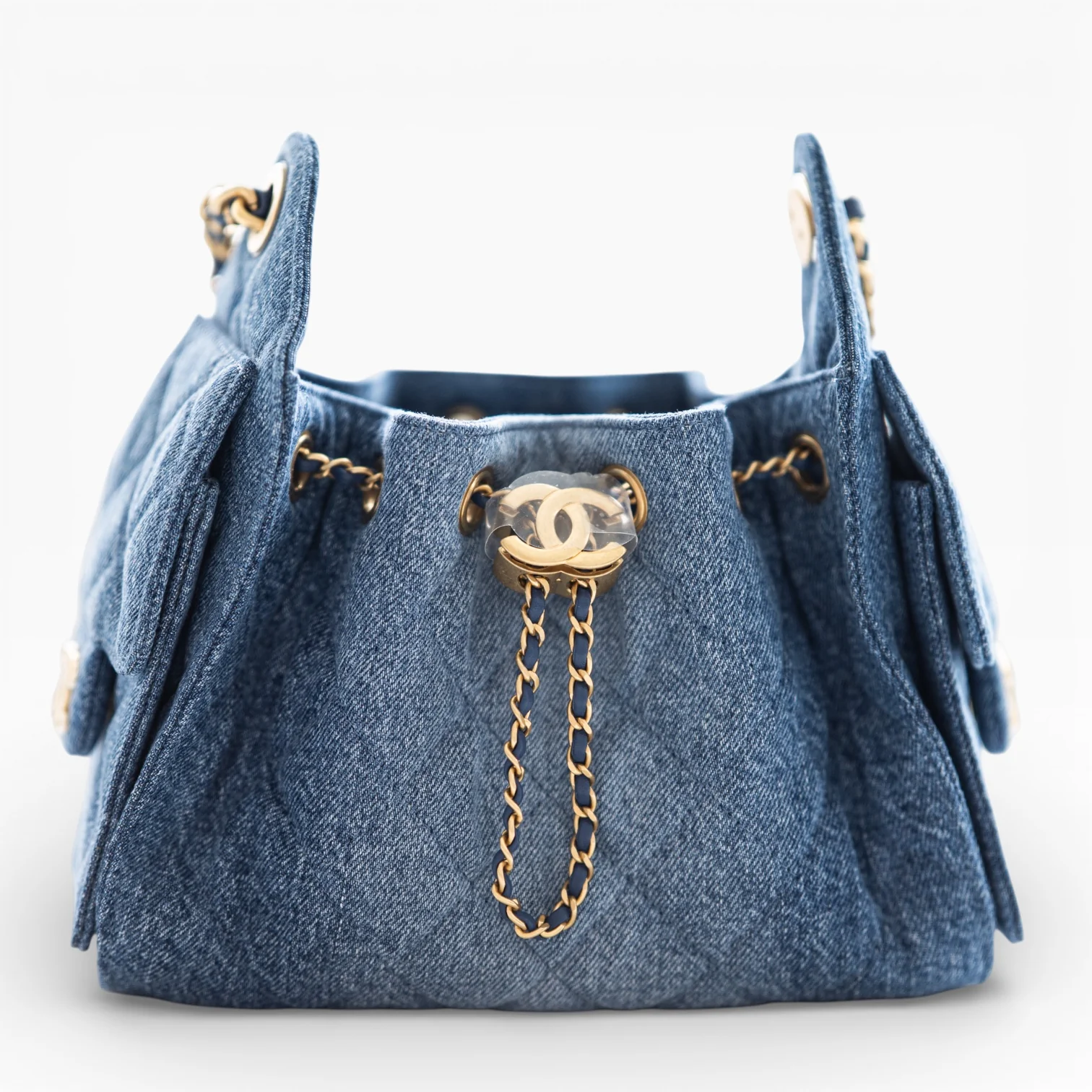 Chanel 25 Mini Washed Denim Blue Gold Hardware