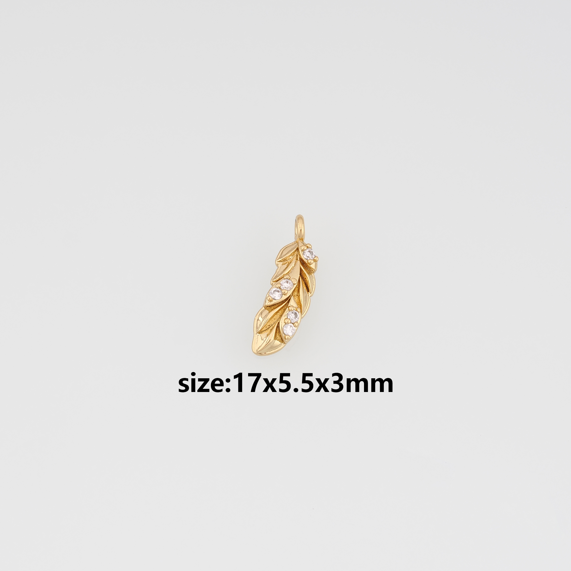 18K Gold Filled Leaf Pendant,CZ Micro Pave Leaf Charm Earrings Necklace for DIY Jewelry Making Supply
