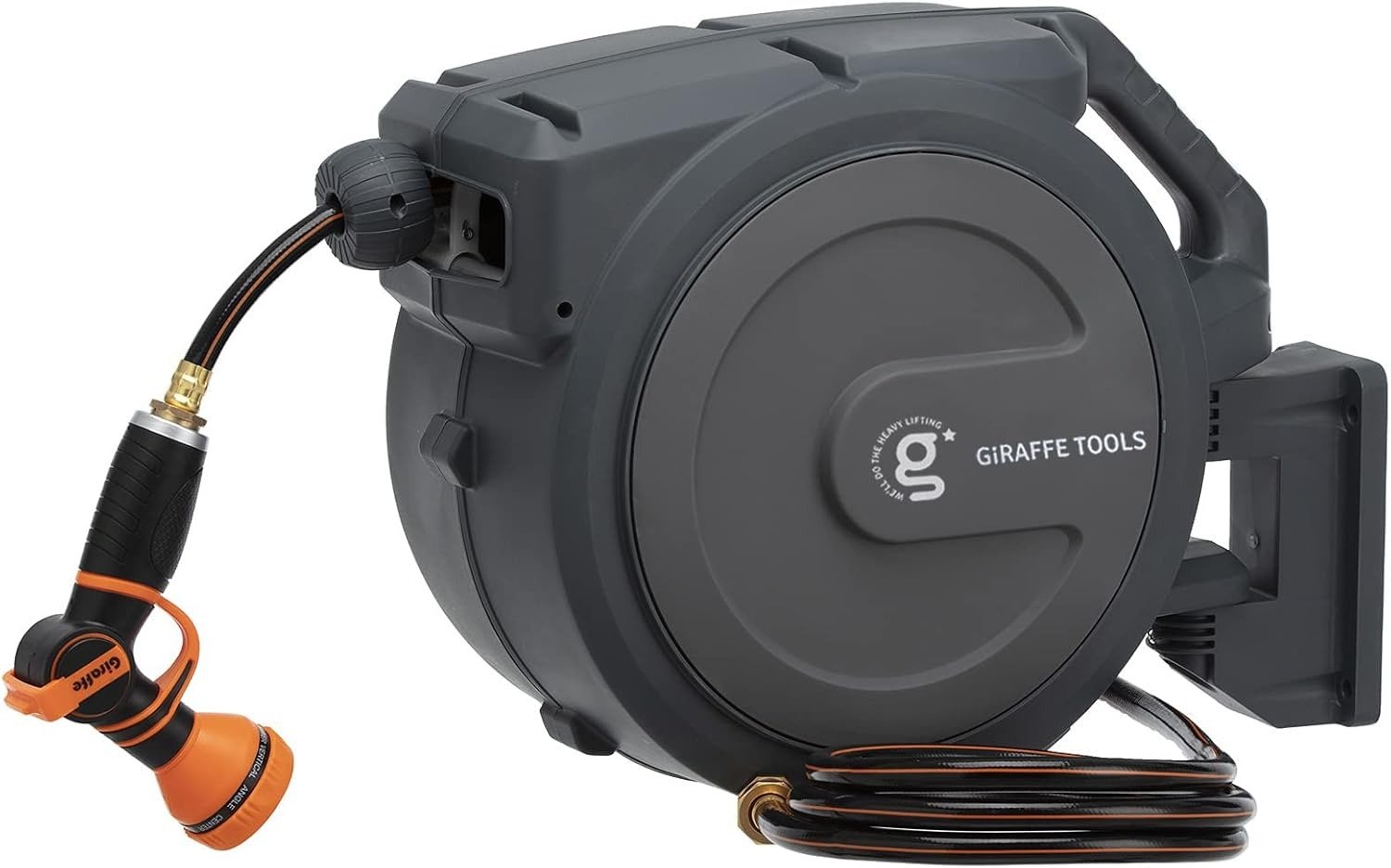 1/2‘’ 78 ft, Heavy Duty Retractable Garden Hose Reel with Any Length Lock, Slow Return System, Wall Mounted and 180 Deg Swivel Bracket