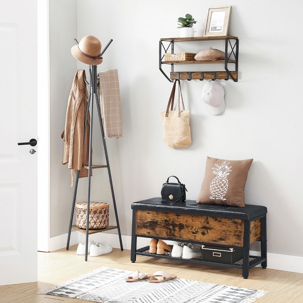 Vasagle Industrial Storage Bench Rustic Brown And Black