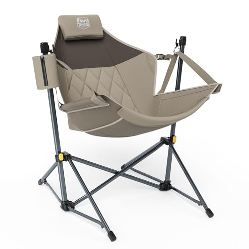 TIMBER RIDGE Hammock Camping Chair with Adjustable Backrest, Heavy Duty Folding Hammock Chair Supports 300lbs, Portable Hammock Chair for Camping, Travelling and Patio, Tan 2 Pack