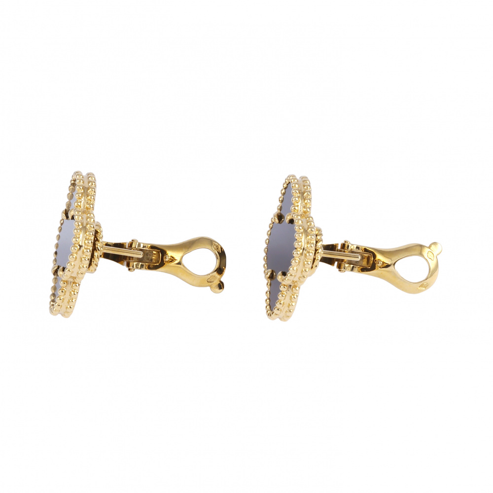 Van Cleef & Arpels Magic Alhambra Earrings 18K Yellow Gold Onyx VCARA44300