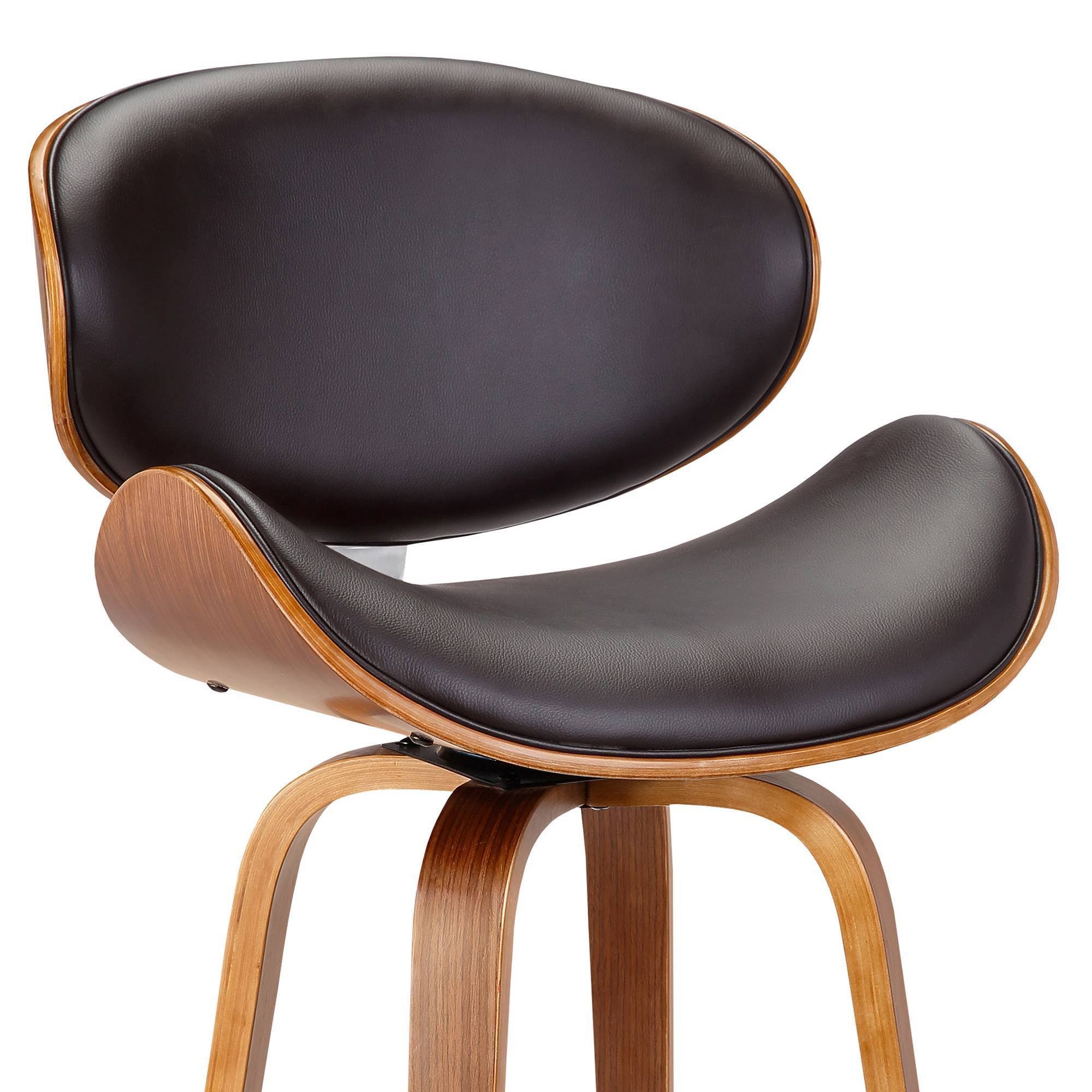 30x22 Caswell Mid-Century Swivel Height Barstool Brown - Armen Living