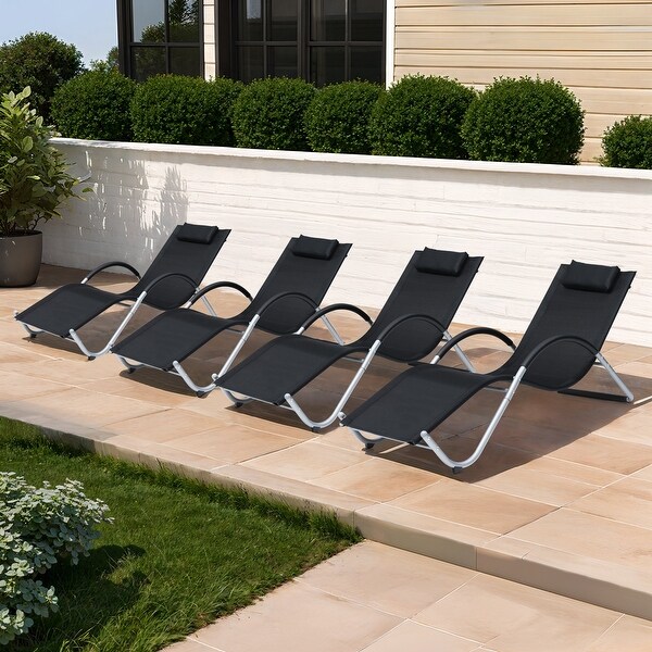 Outdoor Patio Beach Pool Sun Lounger Chaise Lounges Curved Sunbathing Lawn Recliner Chair
