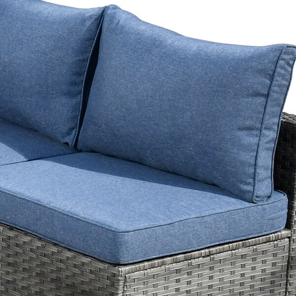 HOOOWOOO 8piece Patio Furniture Set Wicker Sectional Sofa with Fire Pit Table