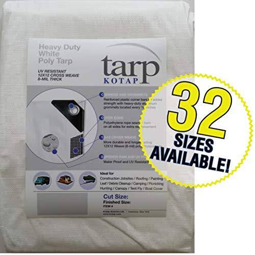 Kotap 20-ft x 40-ft Heavy-Duty 12 by 12 Cross Weave 8-mil White Poly Tarp Item Trw-2040