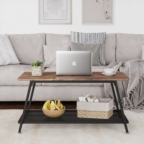Coffee Table Industrial Center Table with adjustable feet,L39.3*W19.6*H18.1