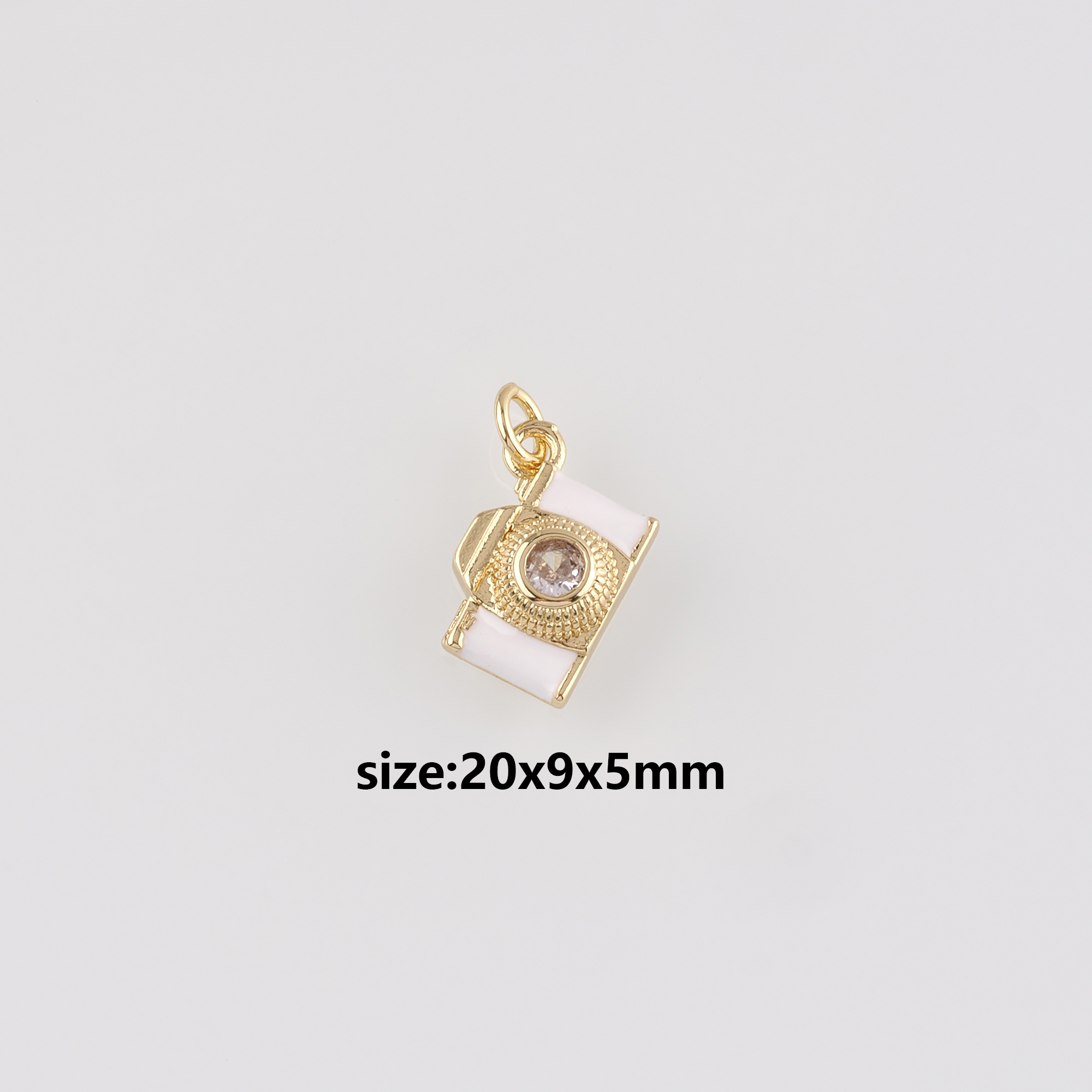 18K Gold Filled Camera Pendant,Enamel Camera Charm Earrings Necklace for DIY Jewelry Making Supply