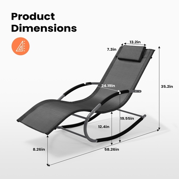 Pellebant Chaise Patio Rocking Chair with Pillow