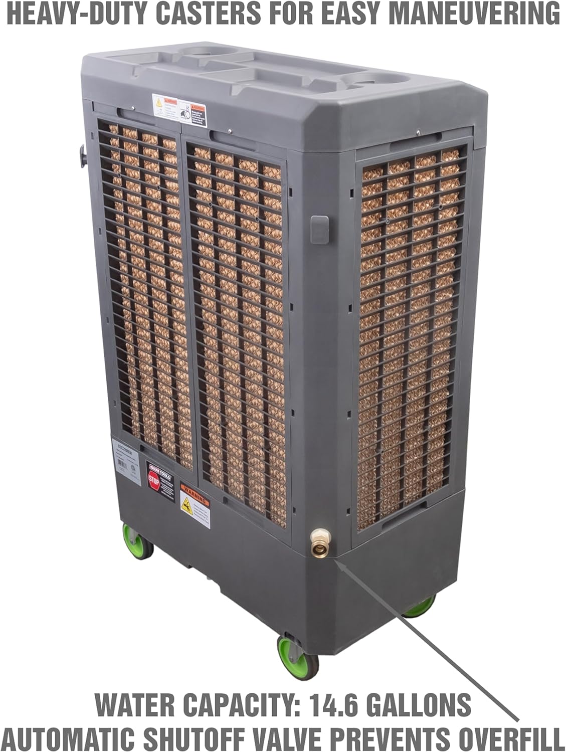 23969 3-Speed Evaporative Cooler, Green and Gray, Cools Up to 1600 Square Feet, 5300 CFM, Portable Cooler Fan