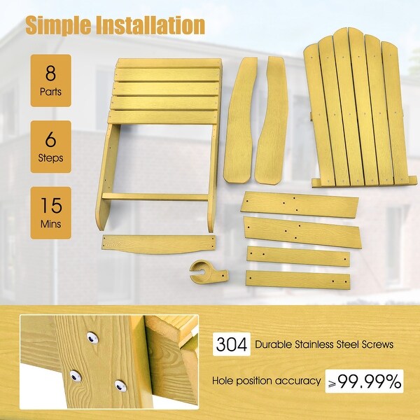 Costway Patio HIPS Adirondack Chair with Cup Holder Weather Resistant