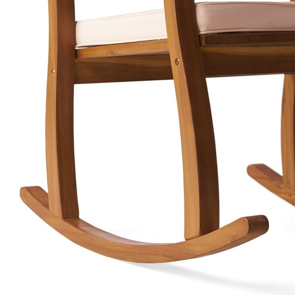 Selma Teak Finish Acacia Rocking Chair with Cushion by Christopher Knight Home