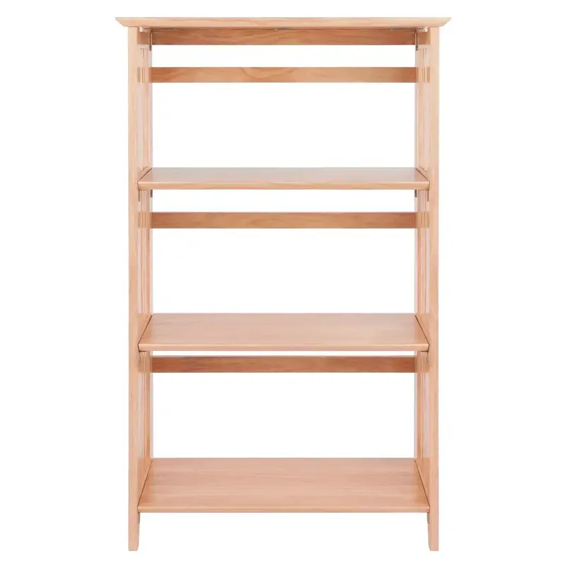 Three-Section Foldable Shelf in Natural Wood Finish