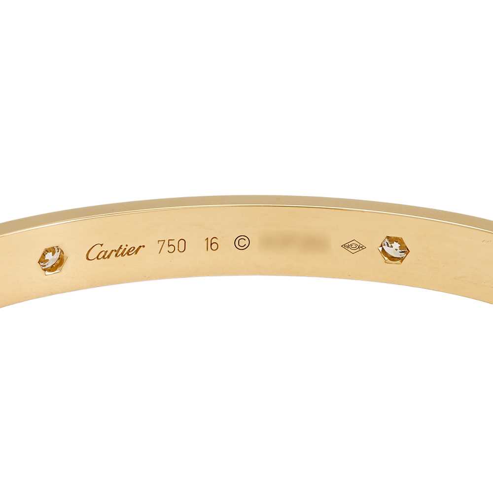 Cartier Love Half Diamond 4P Classic Model Bracelet 18K Yellow Gold B6070000