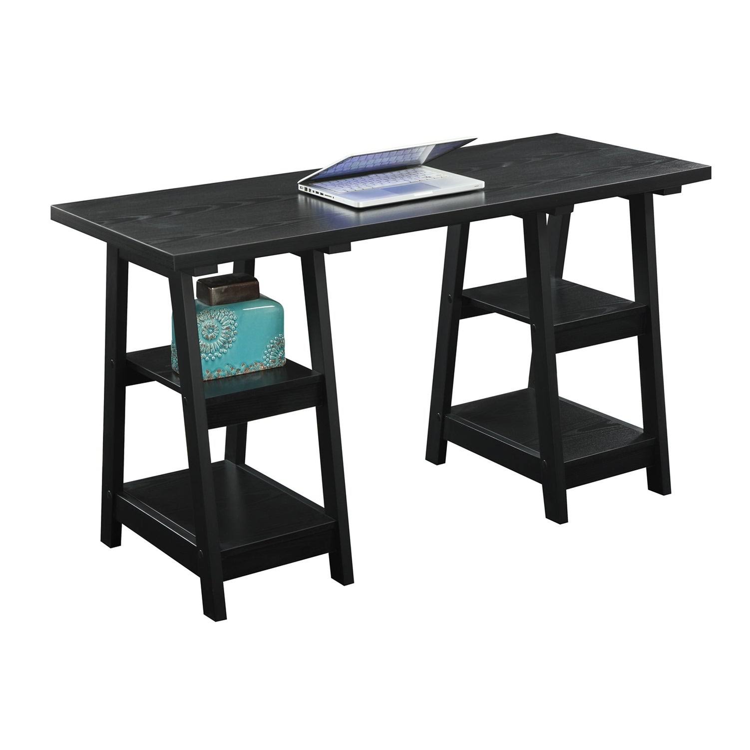 Convenience Concepts Designs2Go Double Trestle Desk, Pink