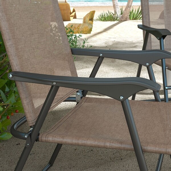 Outsunny Folding Patio Chairs,Set of 4 Camping Chairs with Armrests