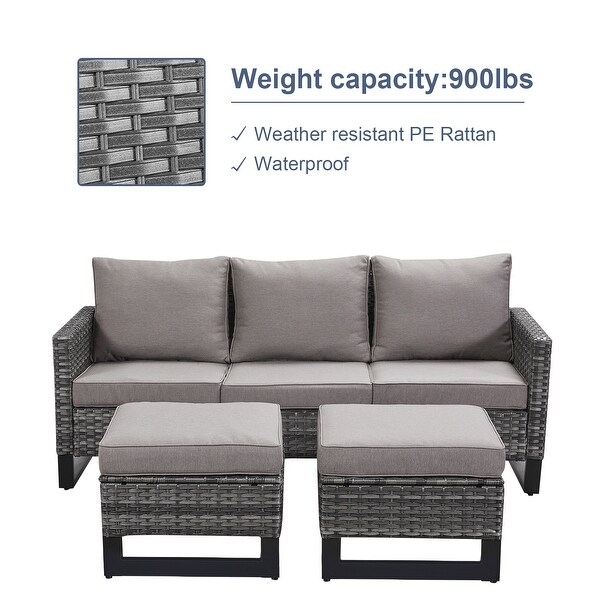 PE Wicker Sofa Rocking Chair Ottoman Set of 9