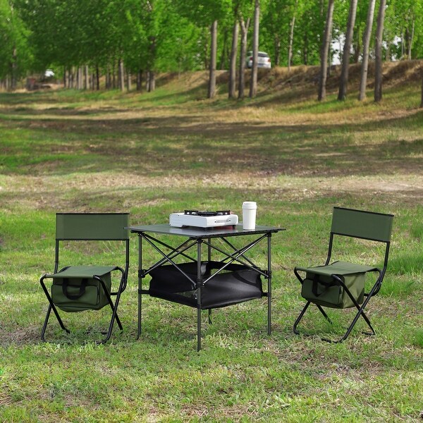 Set of 3,Folding Outdoor Table and Chairs Set for Indoor,Outdoor Camping,Picnics,Beach,Backyard,BBQ,Party,Patio