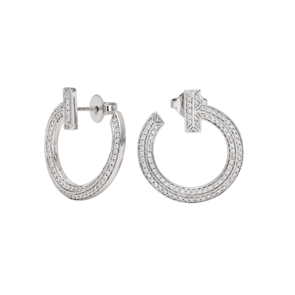 Tiffany & Co. Tiffany T One Open Hoop Earrings 18K White Gold 68408121