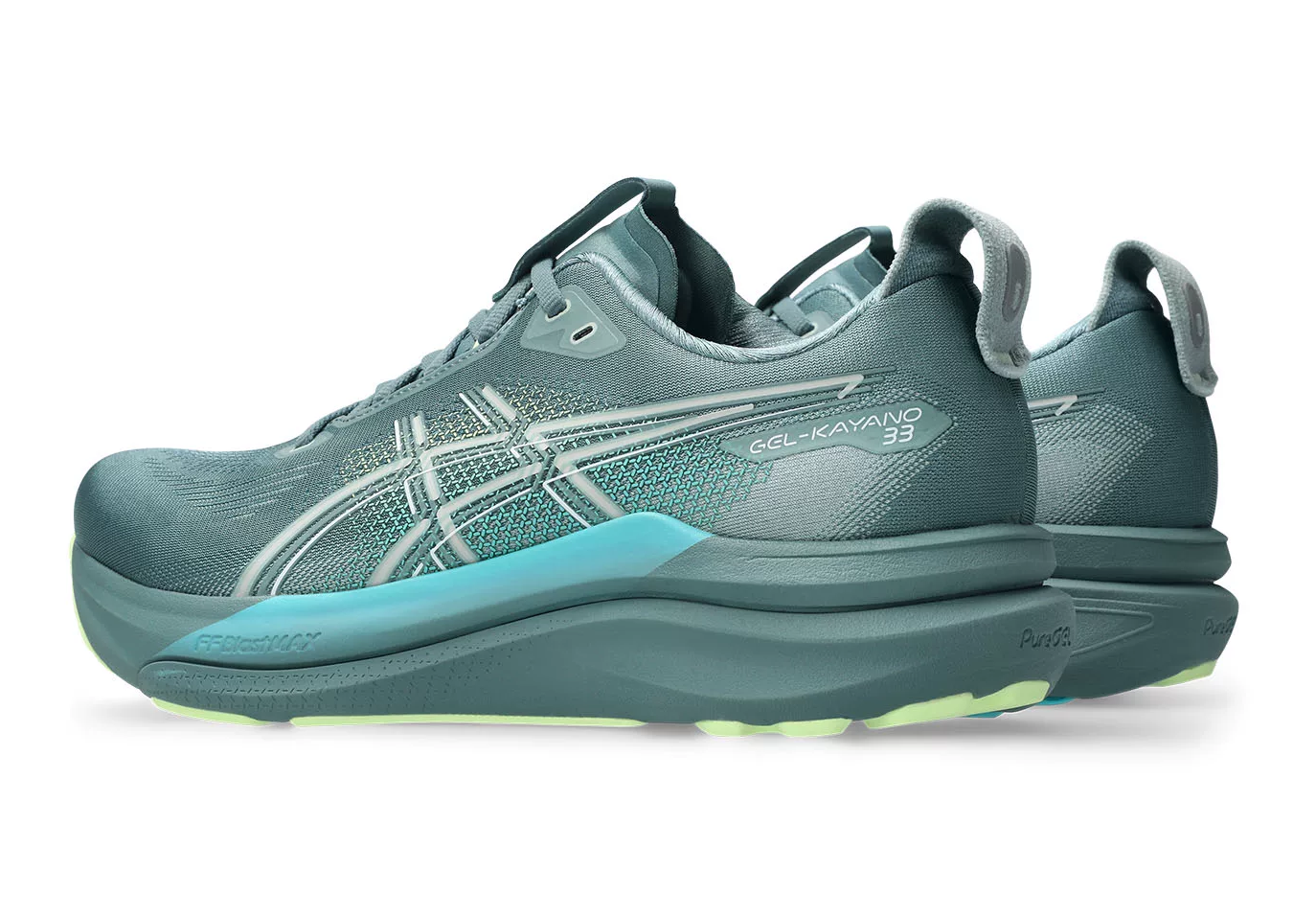 ASICS GEL-KAYANO 33 Running Shoes FOGGY TEAL/ILLUMINATE YELLOW 1011C167-403