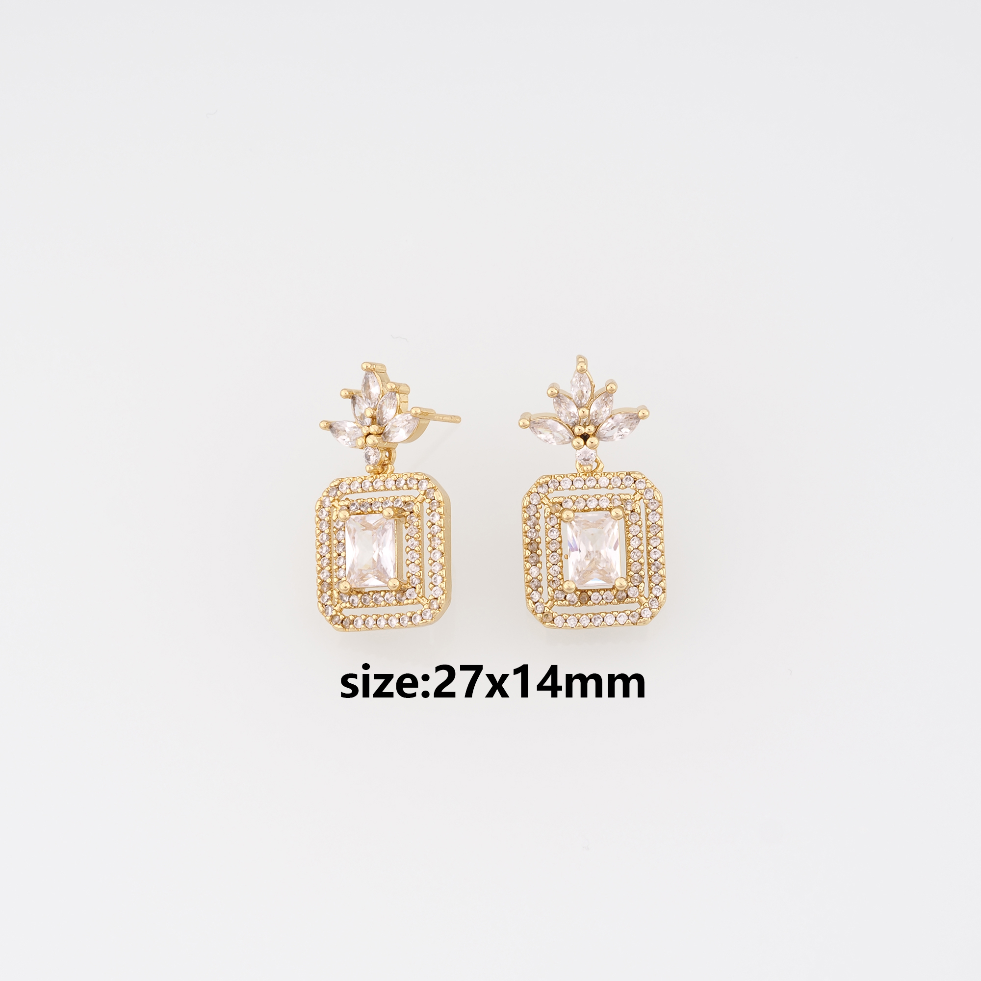 18K Gold Filled Rectangle Stud Earrings,CZ Micro Pave Rectangle Earrings,Dainty Earrings,Minimalist Earring,Gift for Wife