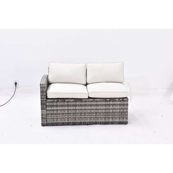 Patio Furniture Set,7 Pieces Sectional Conversation Sofa with Ottomans,All Weather,With Backrest and Removable Cushions