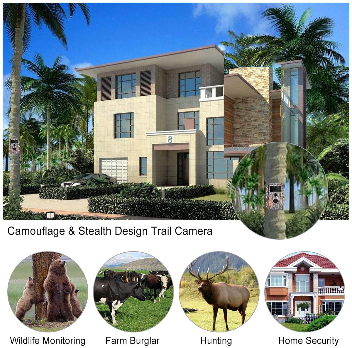 2026 5-Pack Game & Deer Trail Cameras 16MP 1920x1080P Video Hunting Wildlife Cams Time Lapse with Night Vision