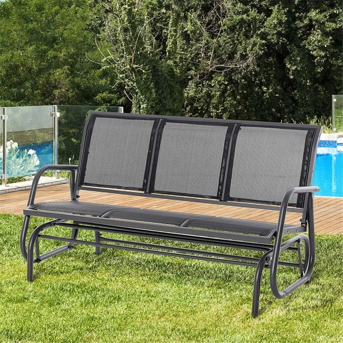 SYTHERS Outdoor Patio Gliding Chair for 3 Person, Glider Bench Rocking Chair, Maximum Load 660 lbs