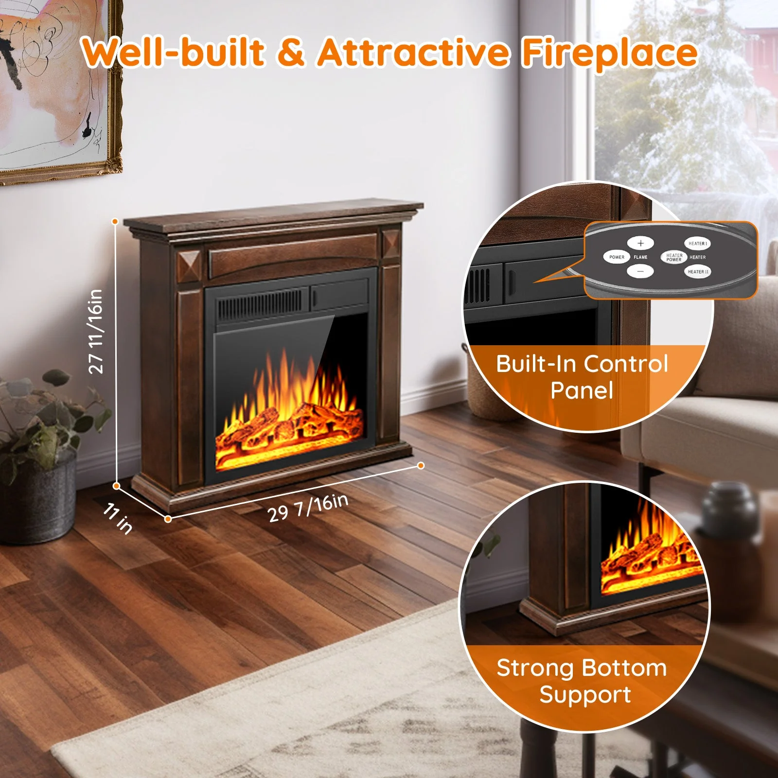 25'' Electric Fireplace with Mantel M1806