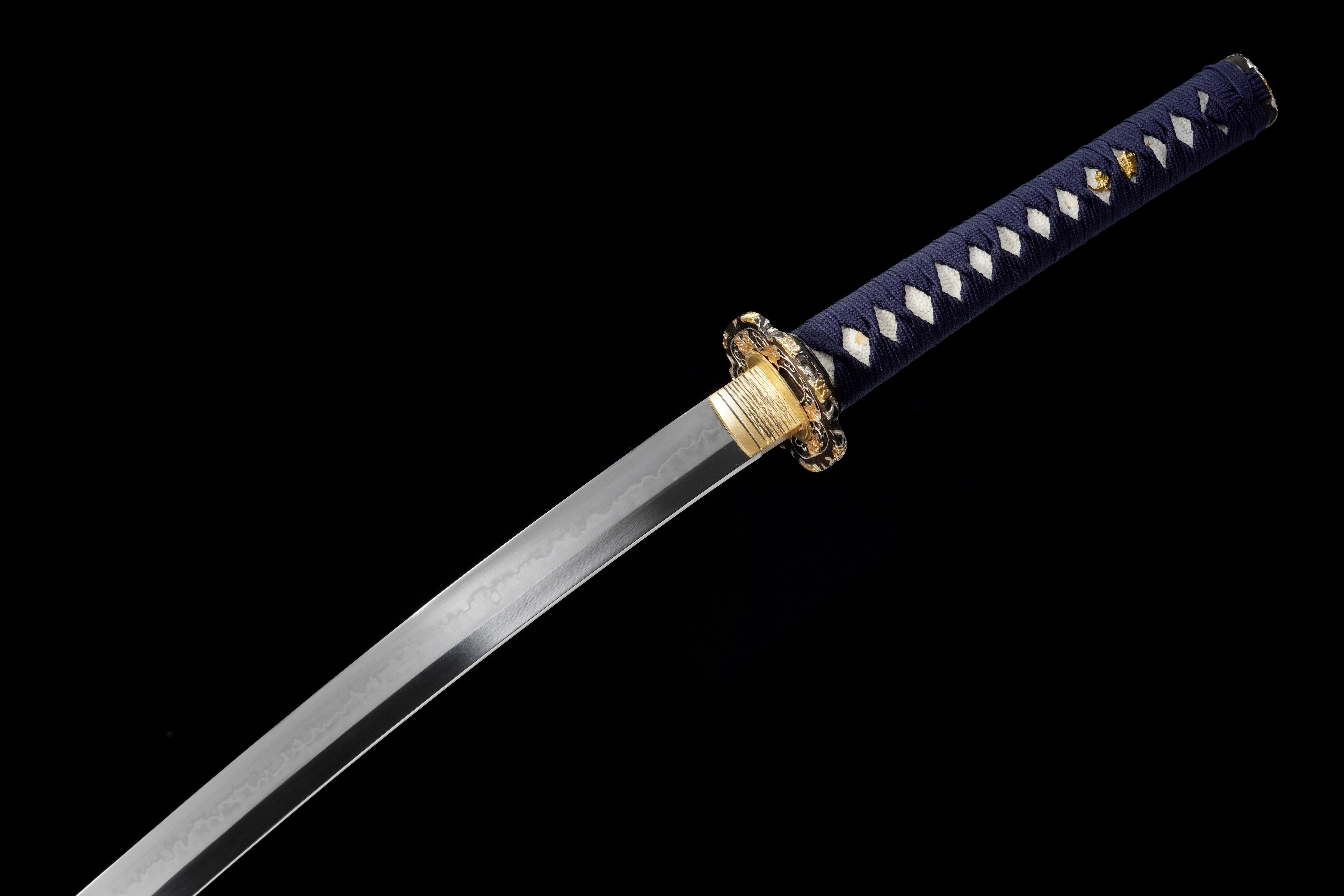 Handmade Katana T10 Steel Clay Tempered Choji Hamon Crane Tsuba Full Tang