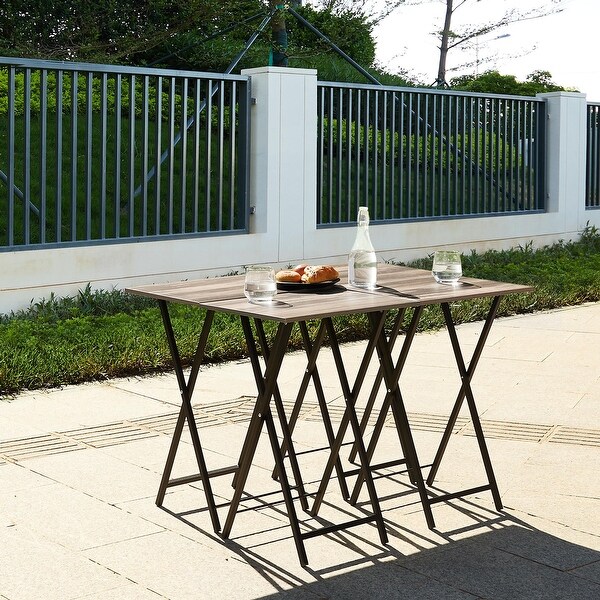 Set of 4 Industrial TV Trays,Folding TV/Snack Tray Table Set