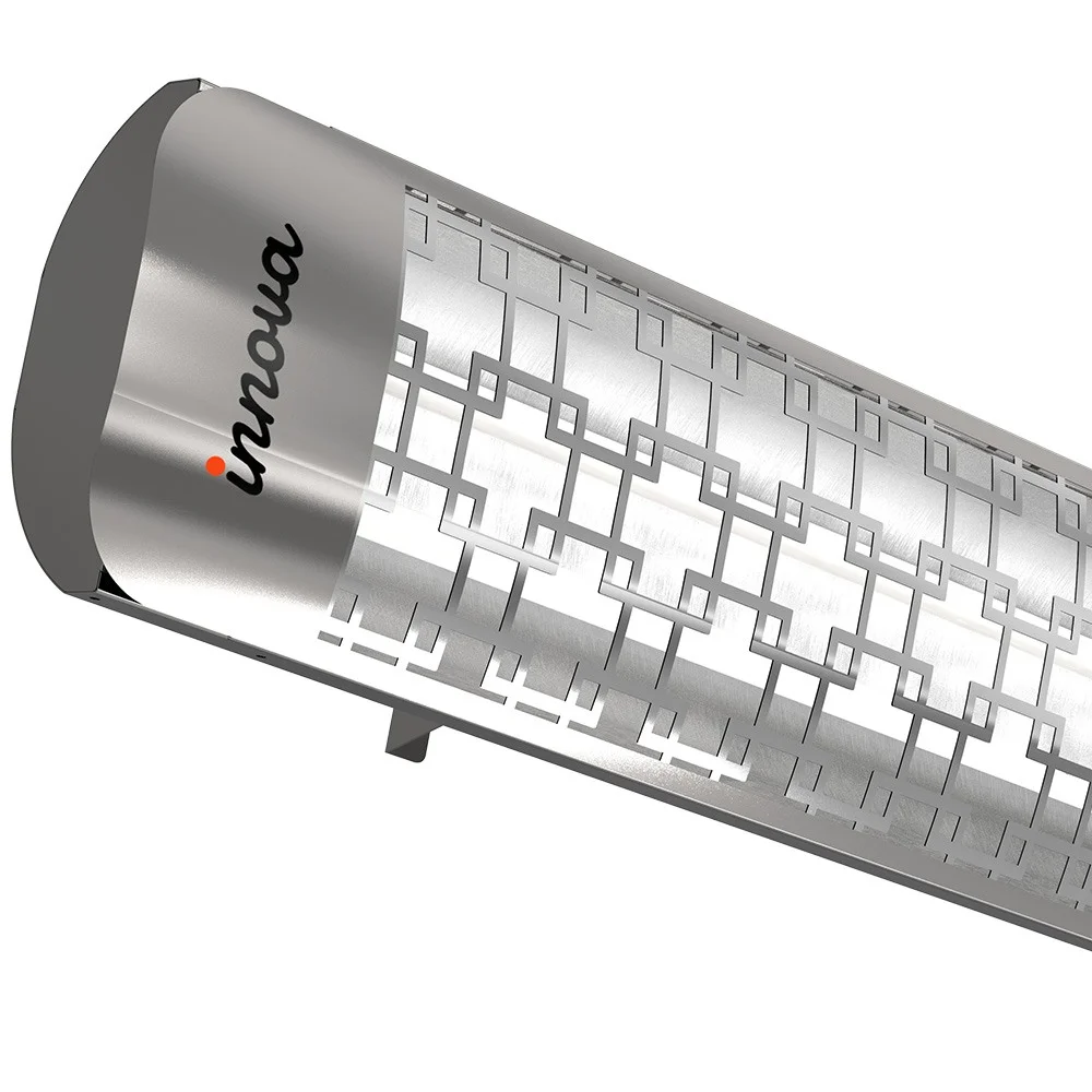 Innova-4000 Watt Electric Infrared Dual Element Heater-480 Voltage-Stainless Steel Finish-Brix Decorative Fascia-Outdoor Wall Mount Electric
